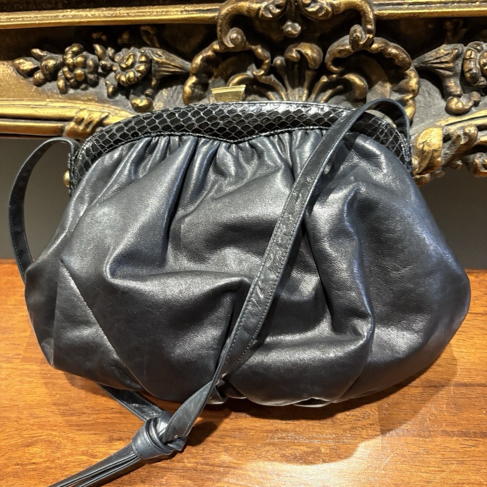 Vtg  1990s Morris Moskowitz‎ Black  Clutch/shoulder Bag purse